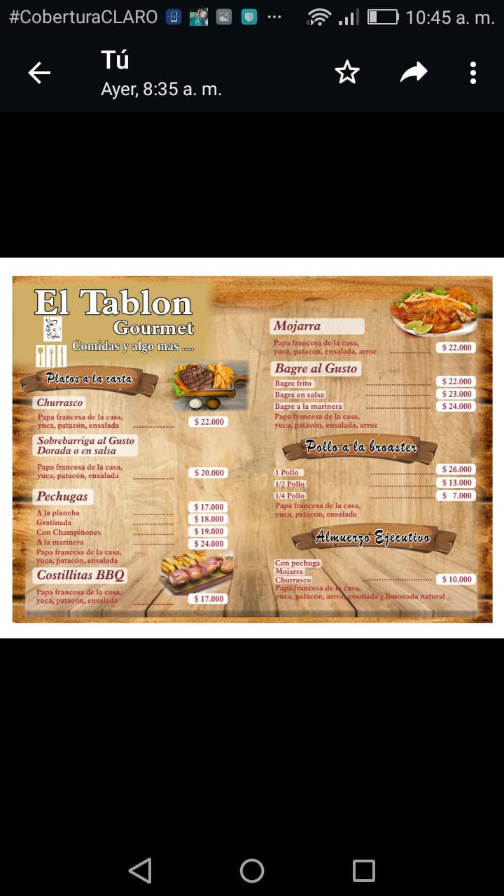 Diseño e impresión de menú para restaurante